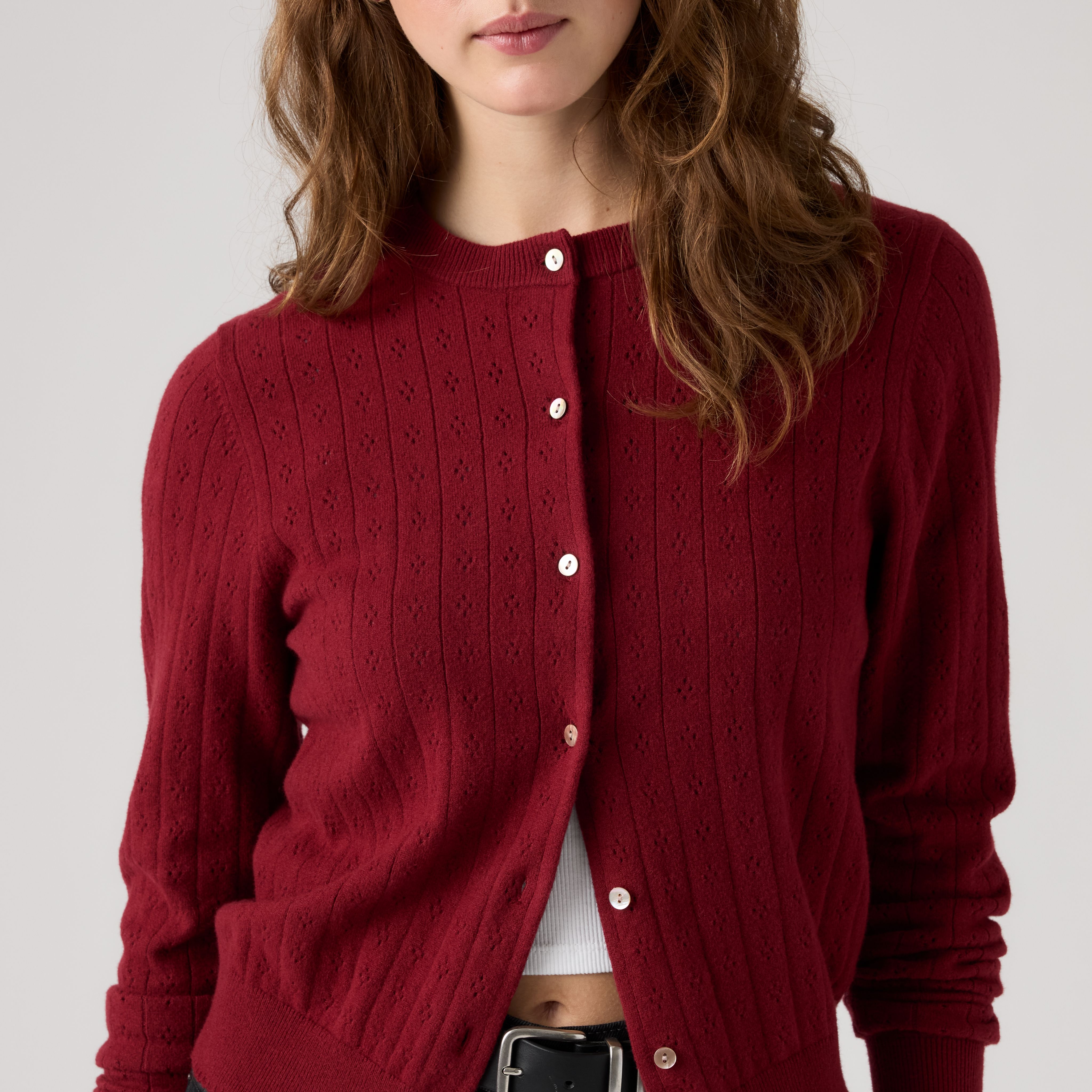 Supersoft Pointelle Crewneck Cardigan 2
