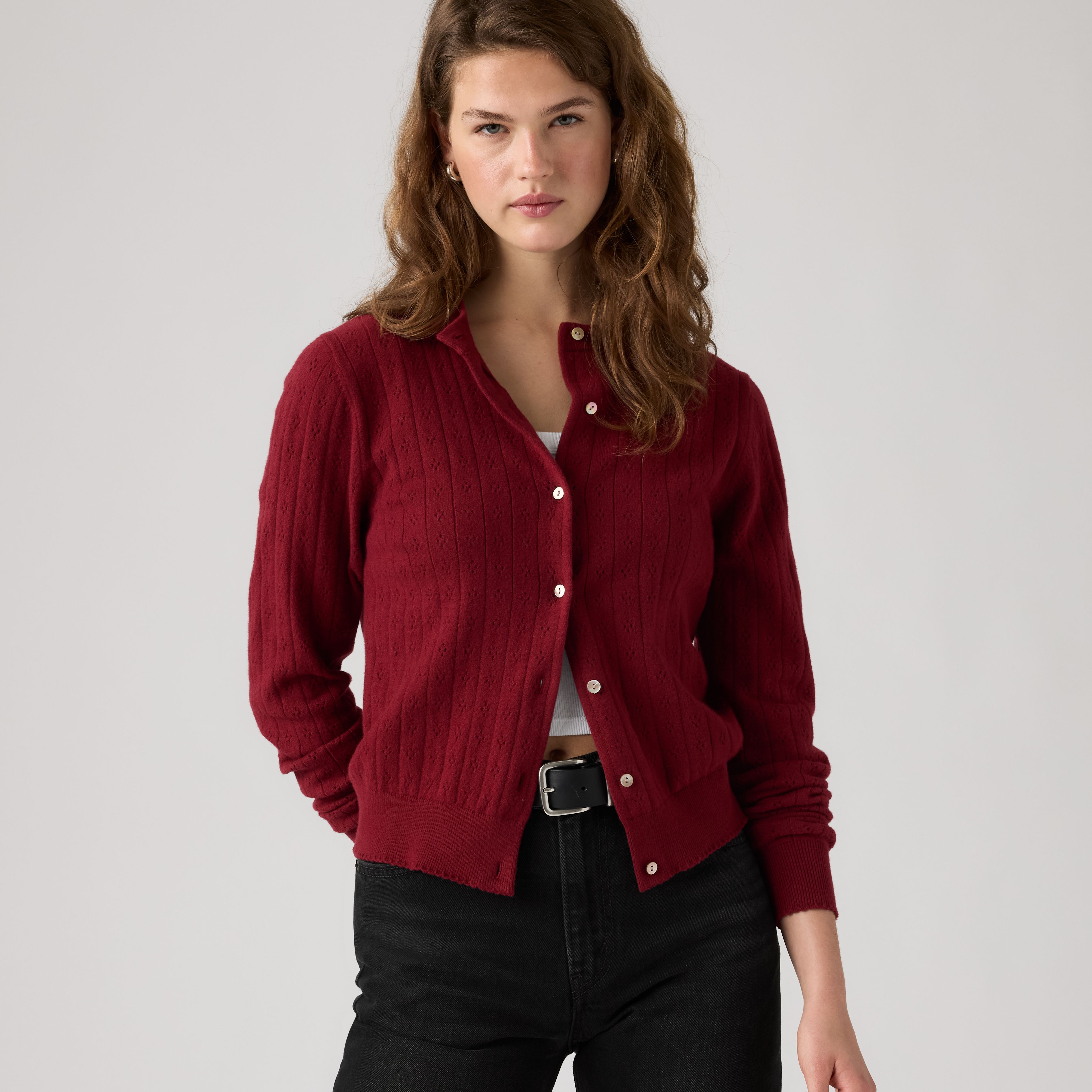 Supersoft Pointelle Crewneck Cardigan 1