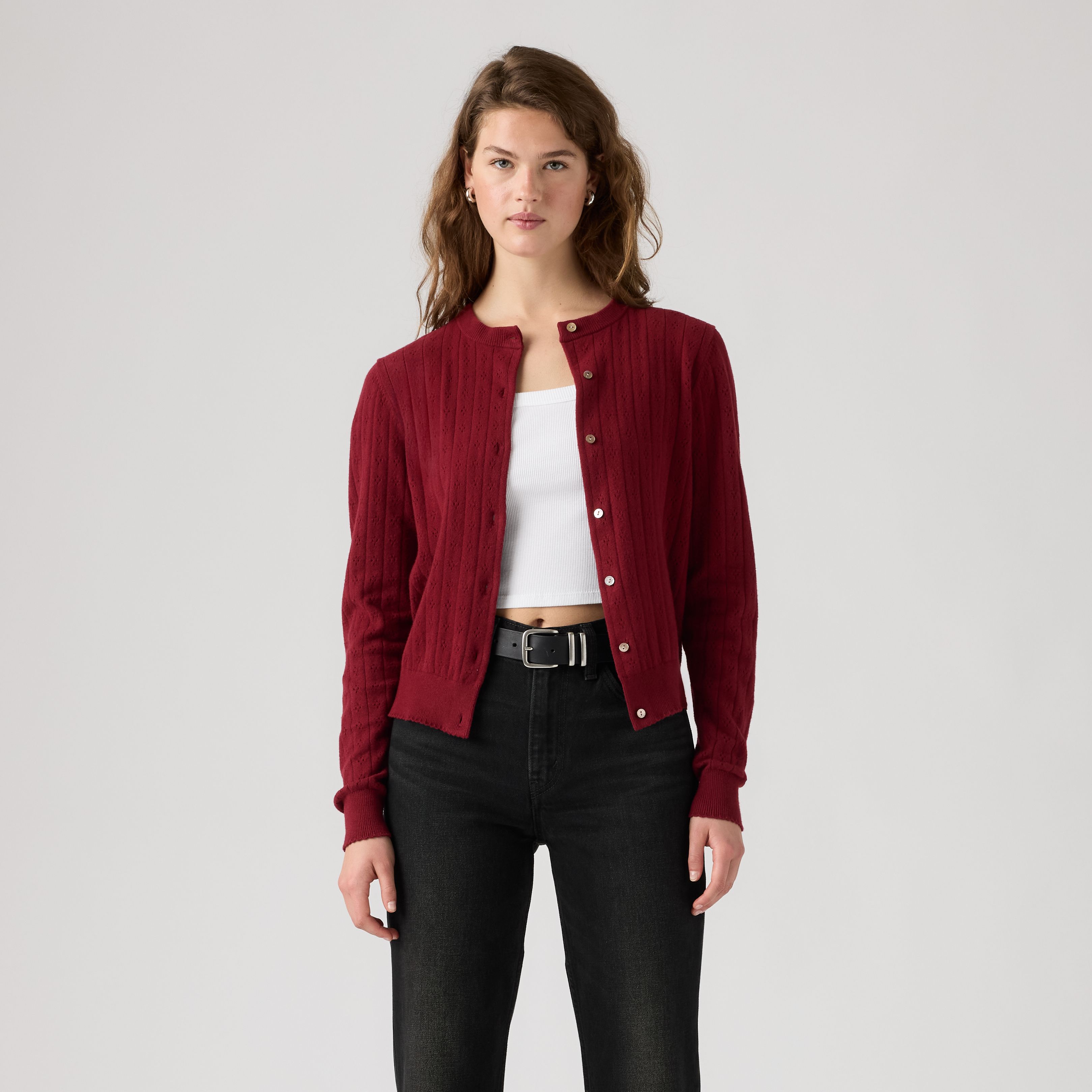 Supersoft Pointelle Crewneck Cardigan 4