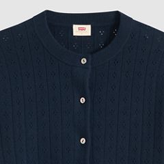 Supersoft Pointelle Crewneck Cardigan — Navy Blazer - Blue 6