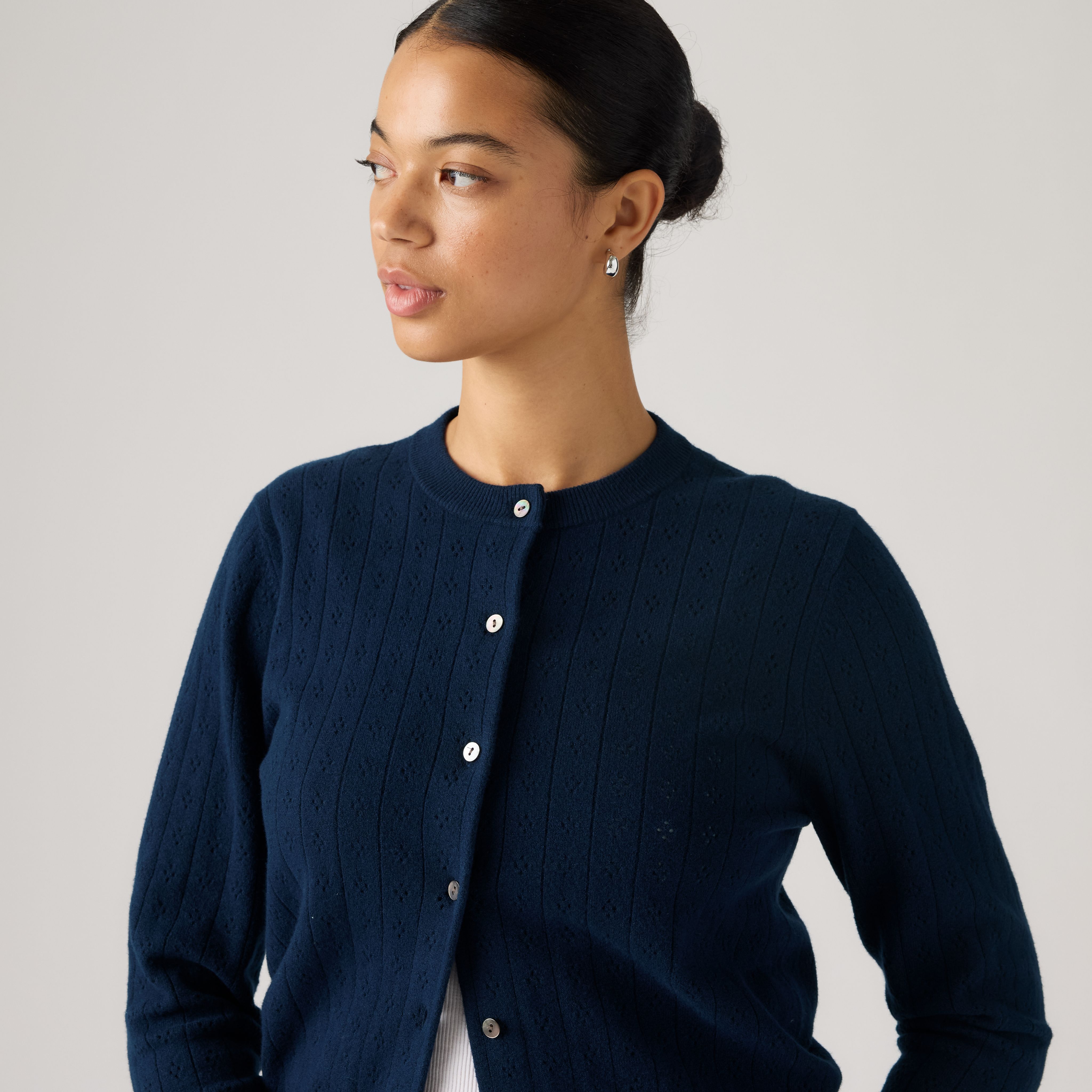 Supersoft Pointelle Crewneck Cardigan 2