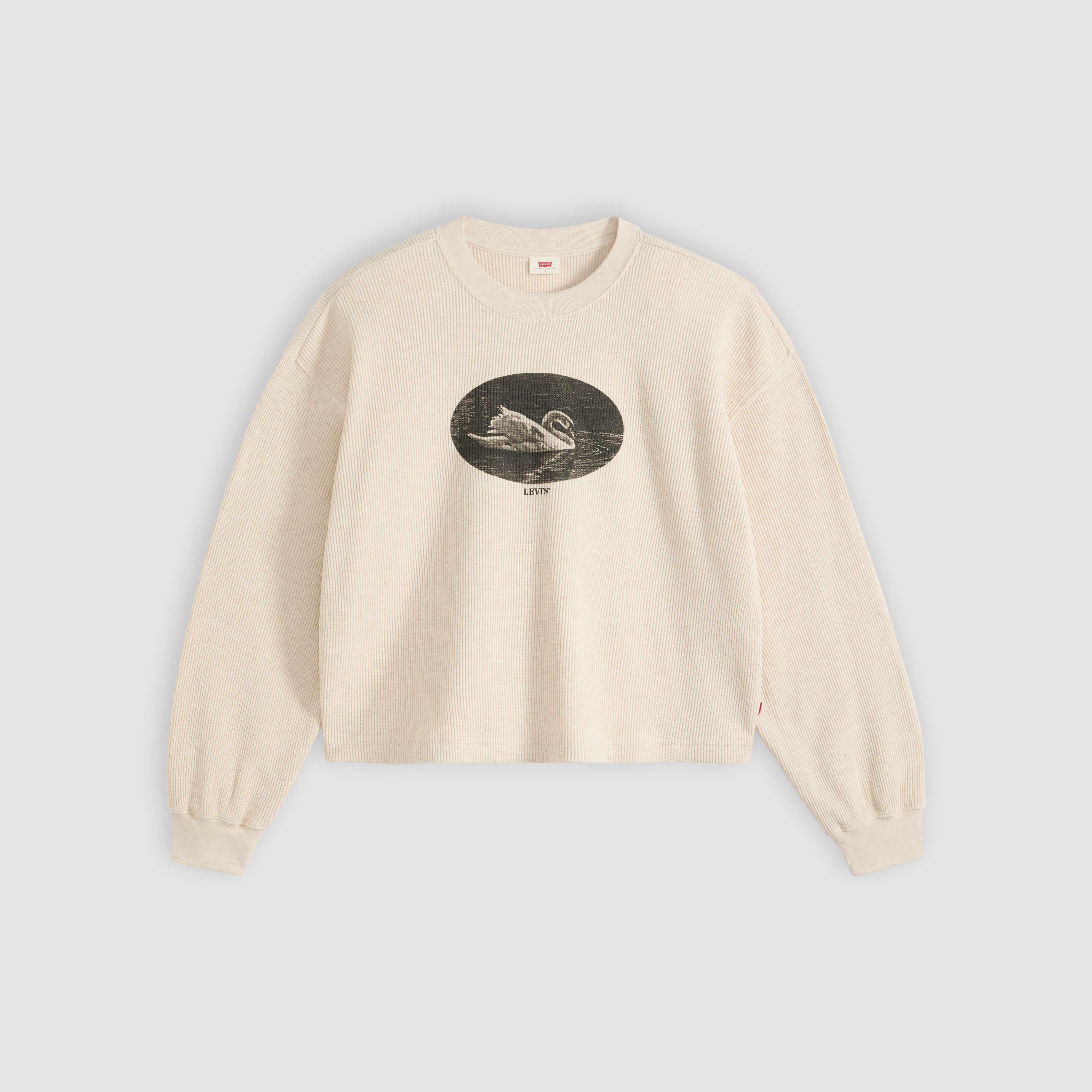 Graphic Relaxed Waffle Long-Sleeve Crewneck Top 5