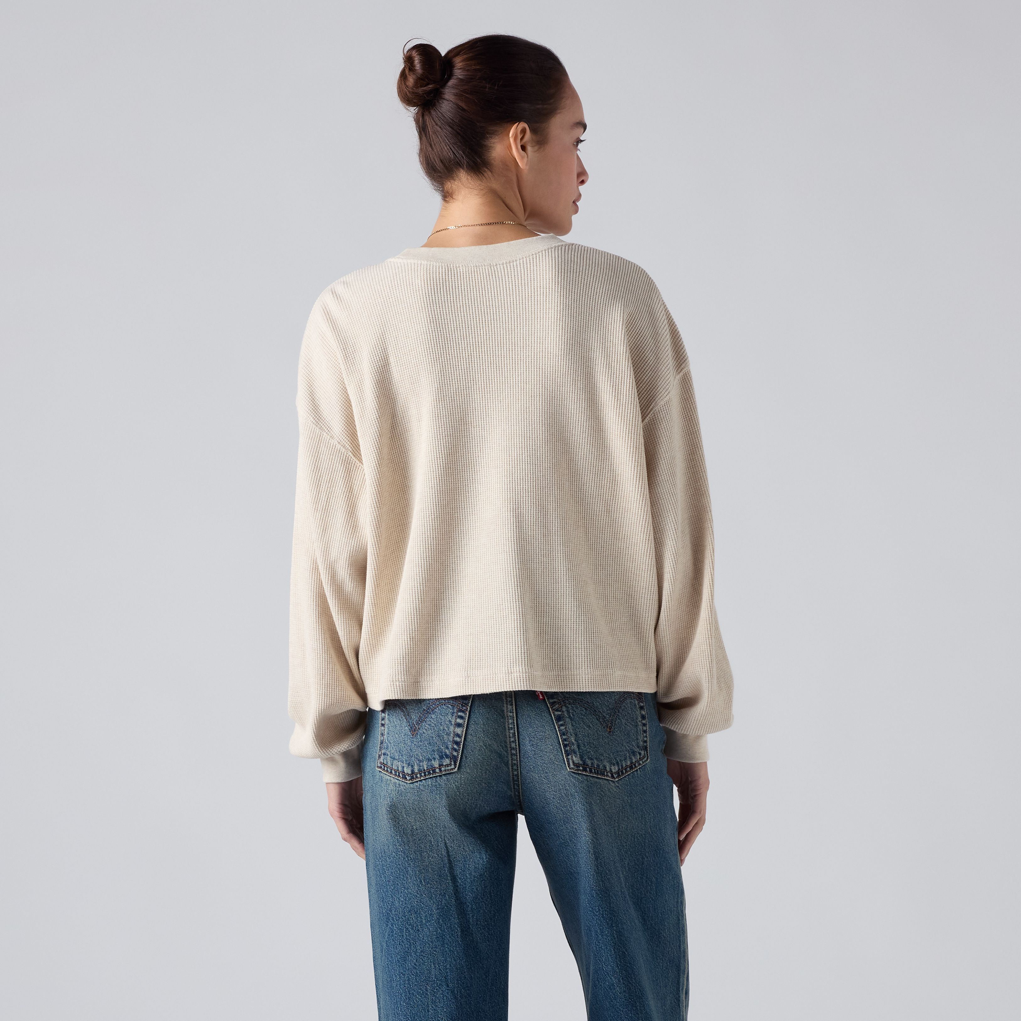 Graphic Relaxed Waffle Long-Sleeve Crewneck Top 4