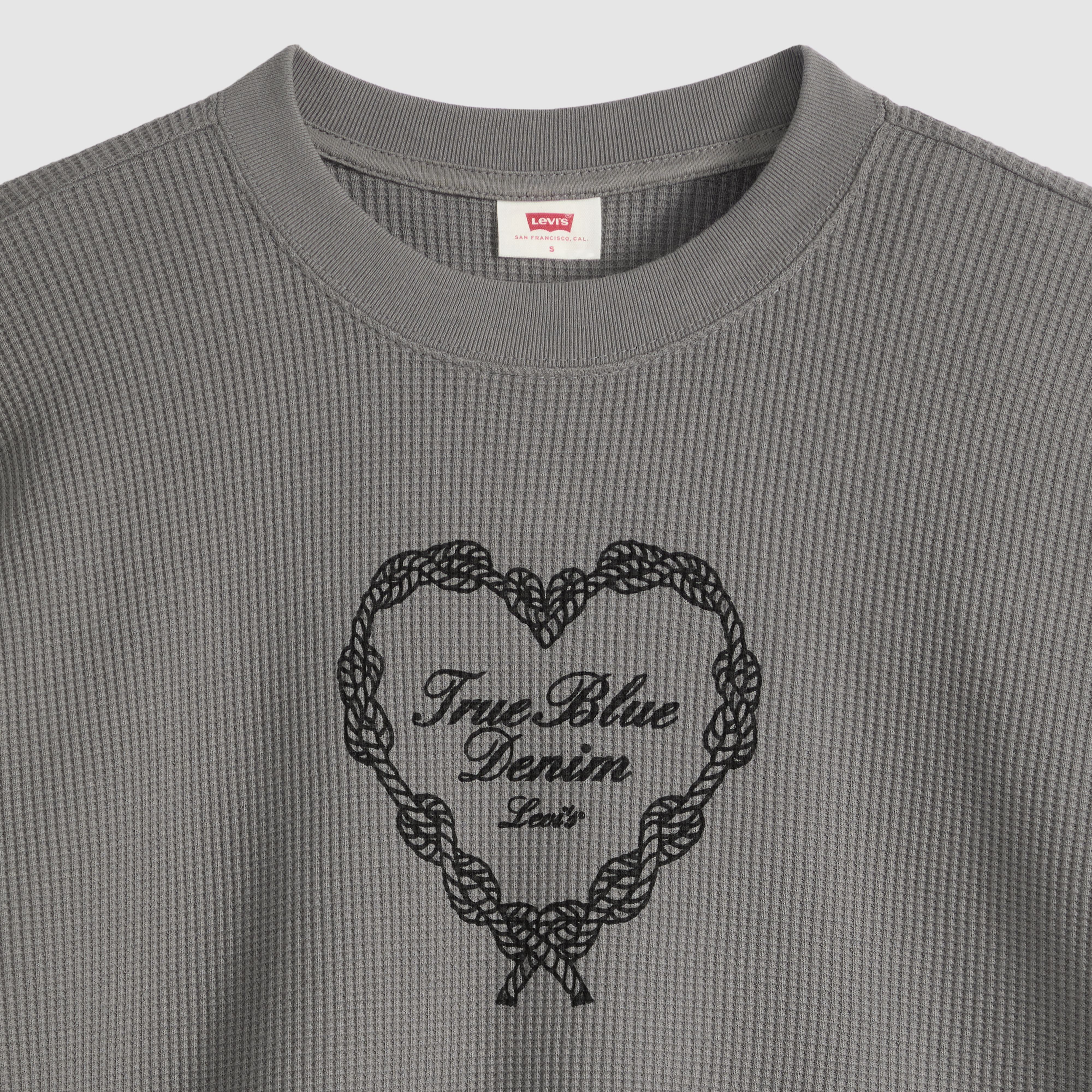 Graphic Relaxed Waffle Long-Sleeve Crewneck Top 6
