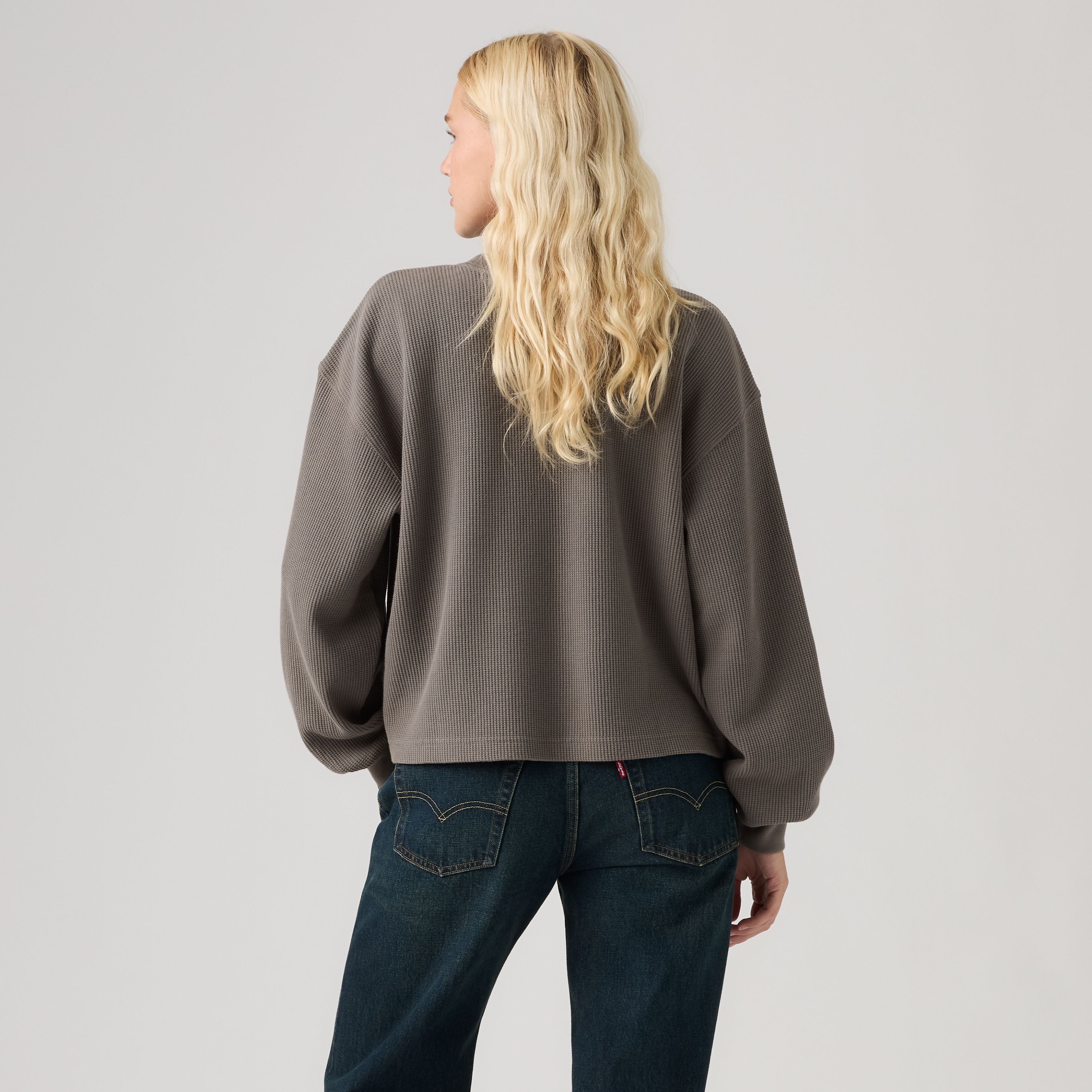 Graphic Relaxed Waffle Long-Sleeve Crewneck Top 4