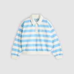 Graphic Vintage Rugby Fleece — Stripe Rugby Arch Logo Alaskan Blue - Blue 5