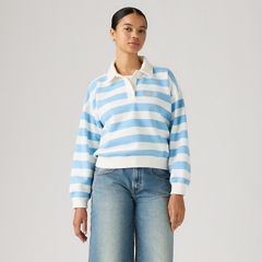 Graphic Vintage Rugby Fleece — Stripe Rugby Arch Logo Alaskan Blue - Blue 3