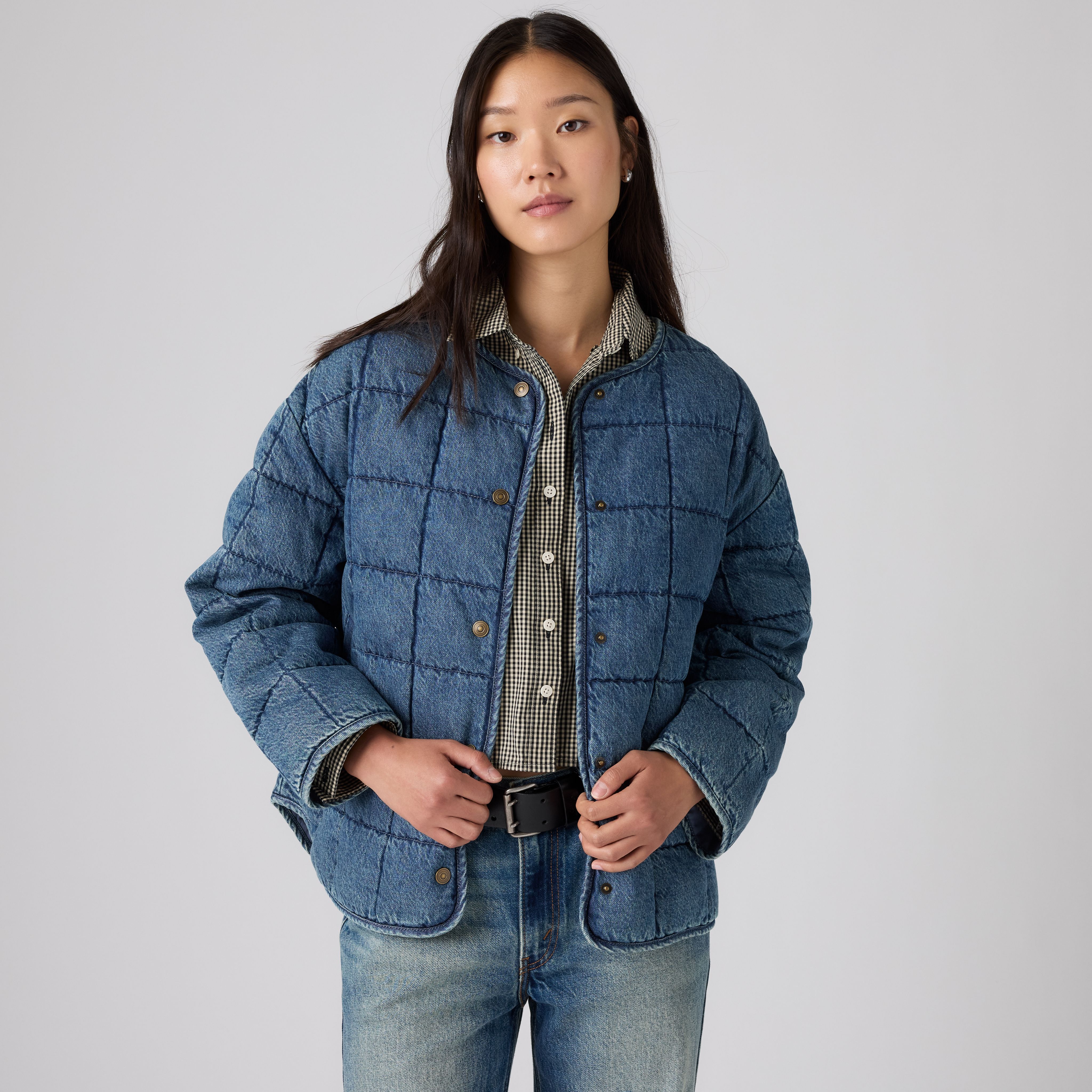 Poppy Quilted Lightweight Puffer Denim Jacket 1