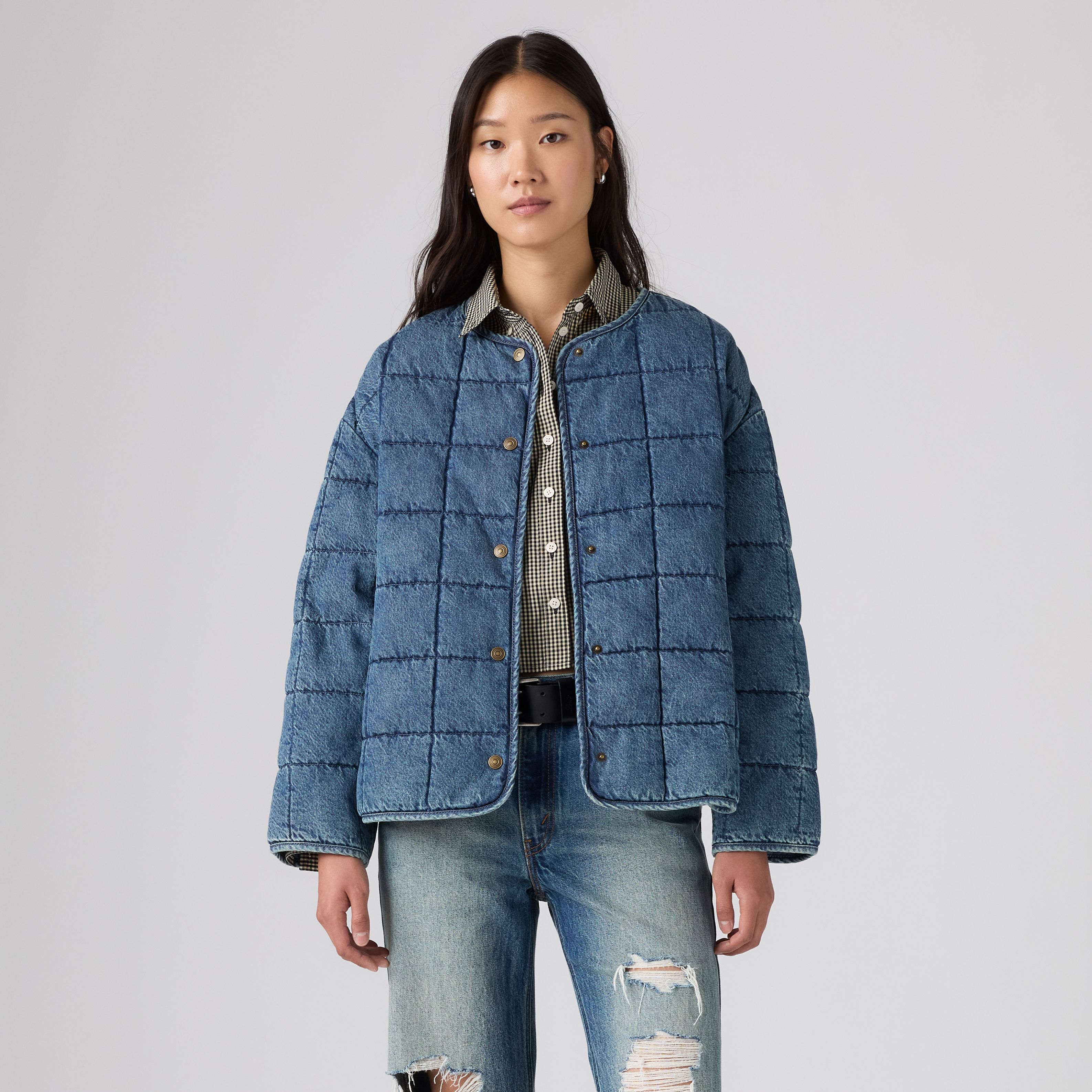 Poppy Quilted Lightweight Puffer Denim Jacket 8