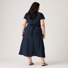 Lilith Midi Dress (Plus Size) — Inga Dot Navy Blazer - Blue 3
