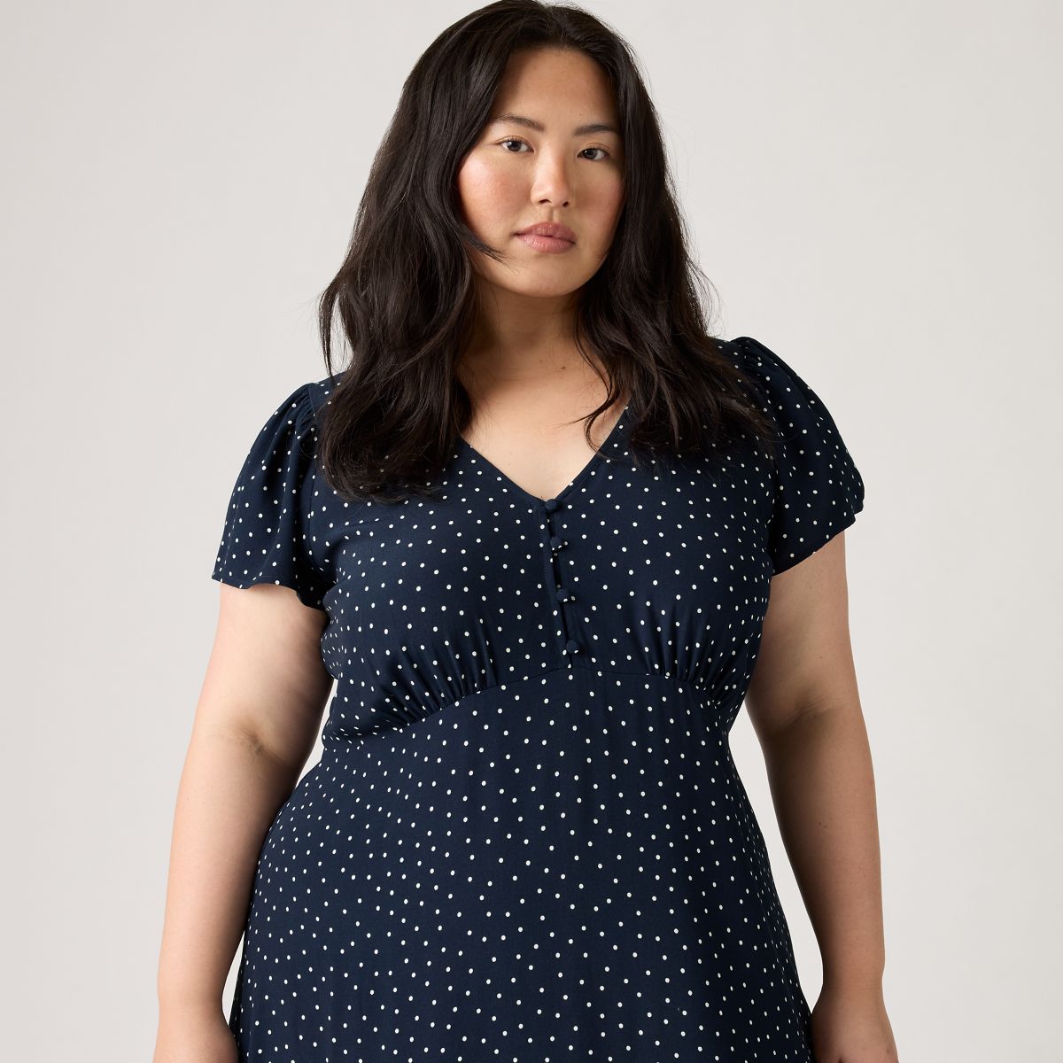 Lilith Midi Dress (Plus Size) — Inga Dot Navy Blazer - Blue