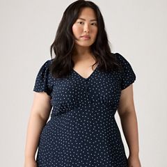 Lilith Midi Dress (Plus Size) — Inga Dot Navy Blazer - Blue 2