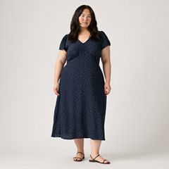 Lilith Midi Dress (Plus Size) — Inga Dot Navy Blazer - Blue 4