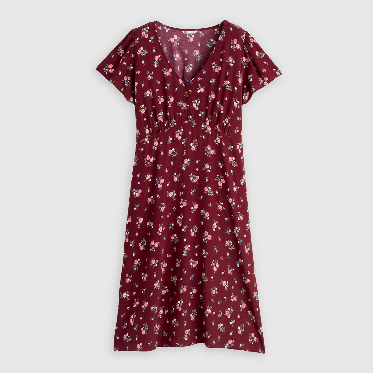 Lilith Midi Dress (Plus Size) — Abellona Floral Cabernet - Multi-Color