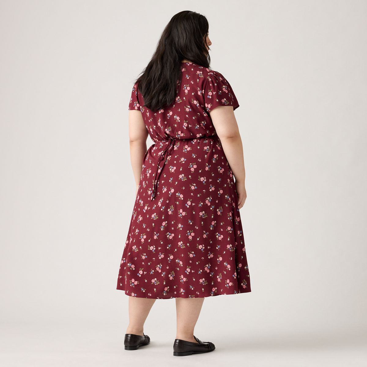 Lilith Midi Dress (Plus Size) — Abellona Floral Cabernet - Multi-Color
