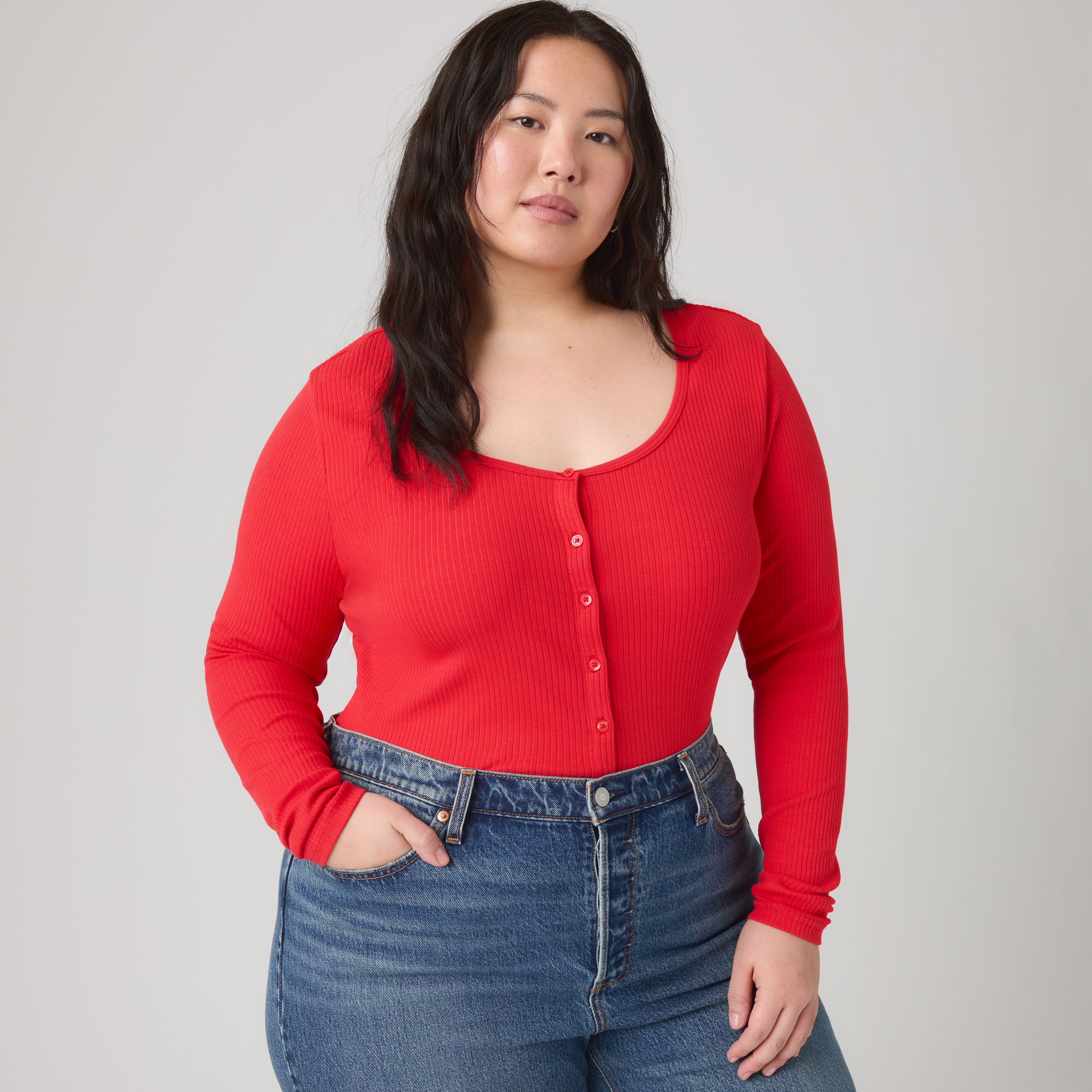 Austen Button-Up Long-Sleeve Top (Plus Size) 1