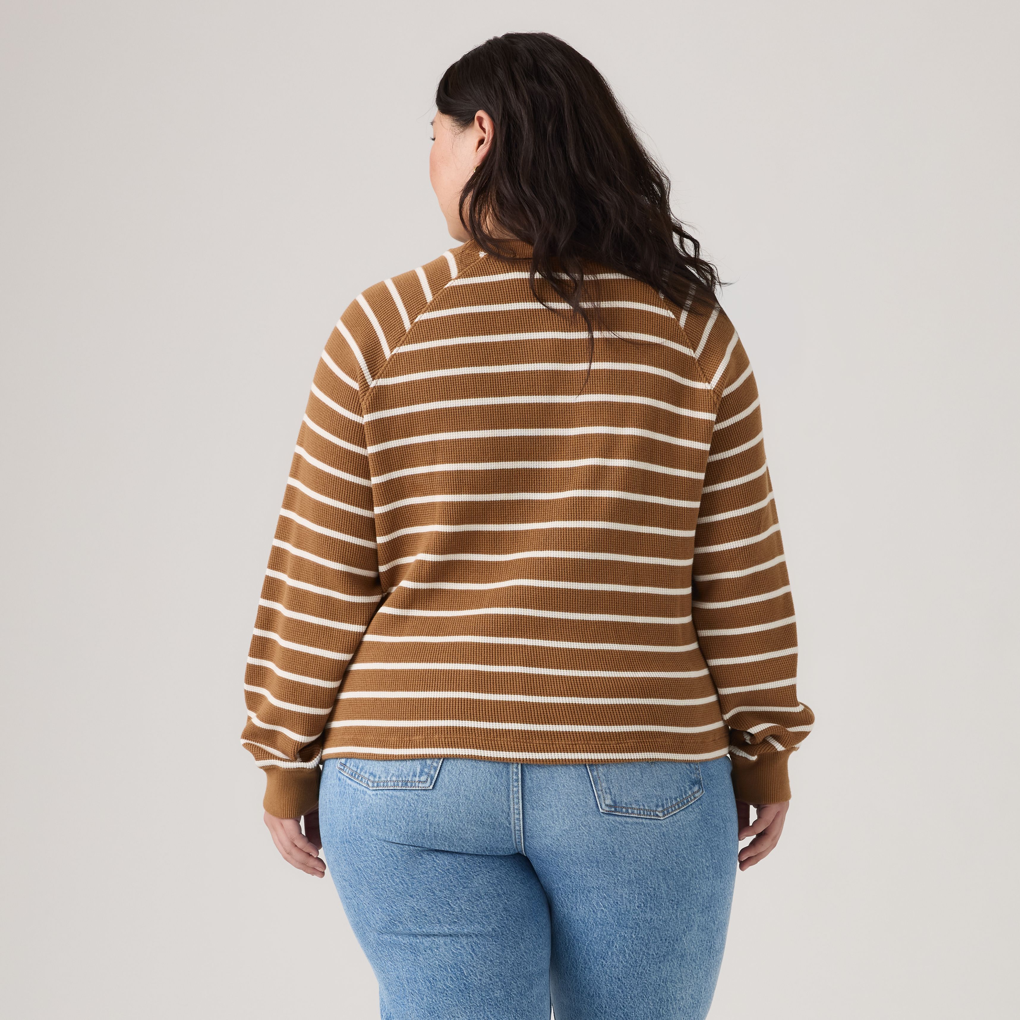 Женский топ Levi's Lassen Henley (Plus Size), цвет: Полосатый коричневый — фото 4