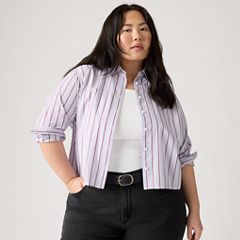 Sully Long-Sleeve Shirt (Plus Size) — Adora Stripe Lavender Blue - Purple 1