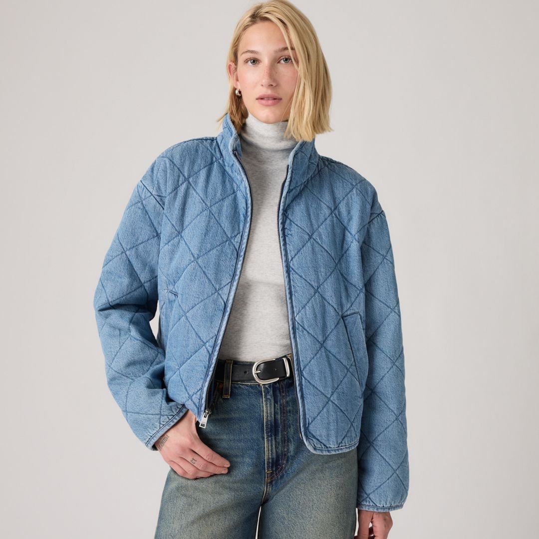 Levi's Diamond Quilted Cotton Jacket In Blue
