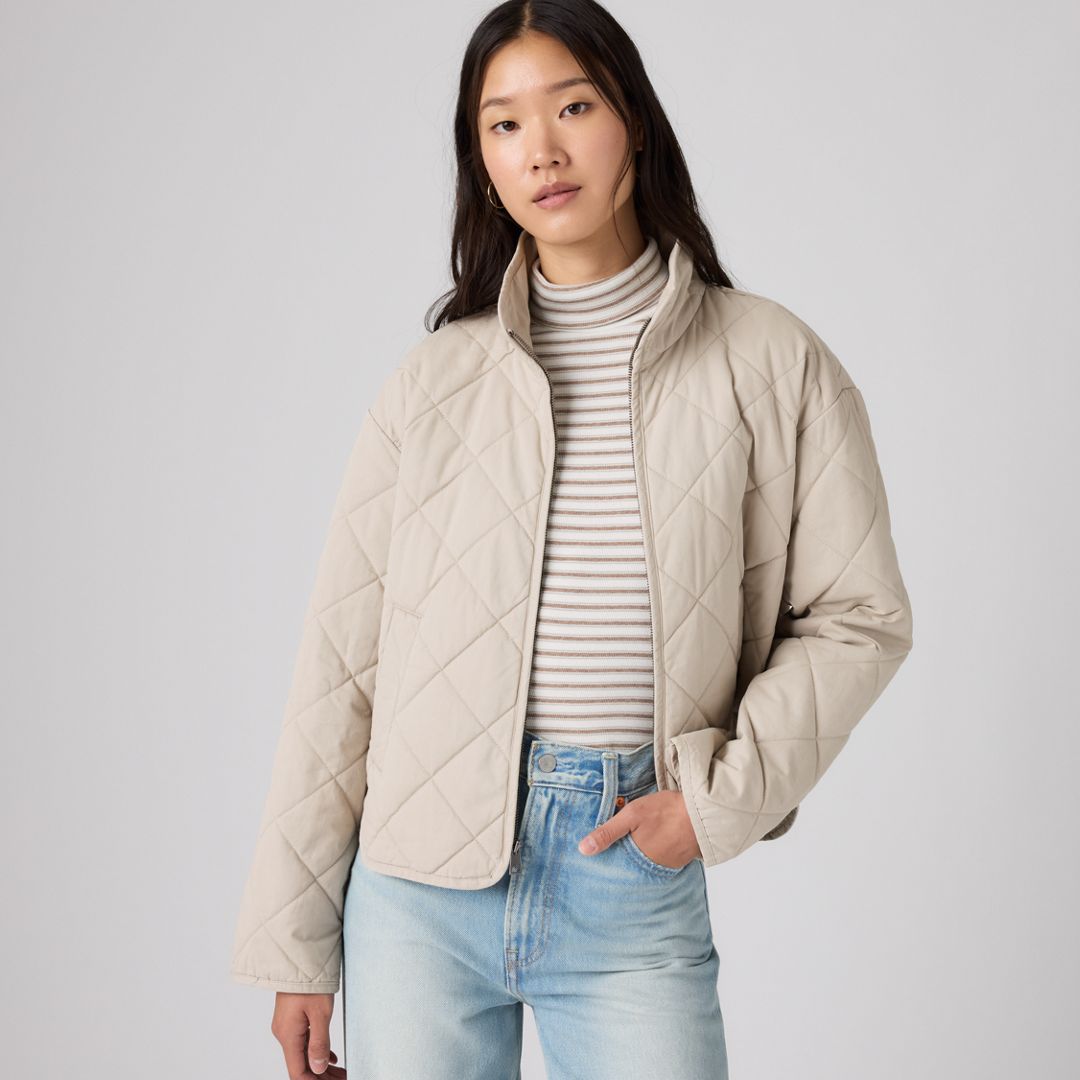 Levi's Diamond Quilted Cotton Jacket In White