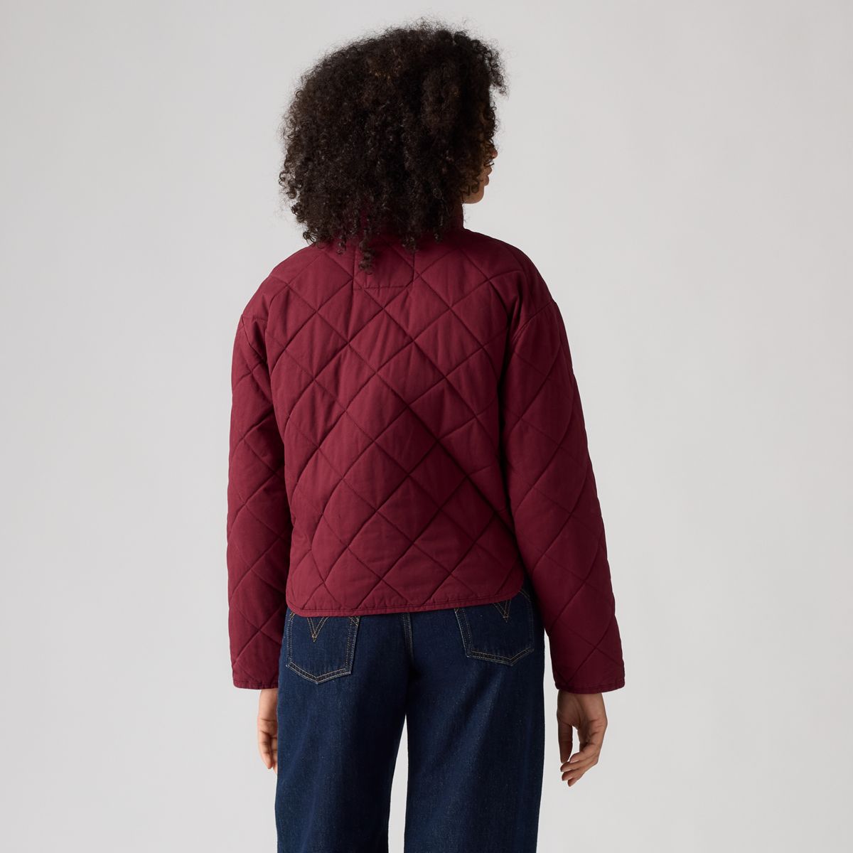 Diamond Quilted Cotton Jacket — Red - Red