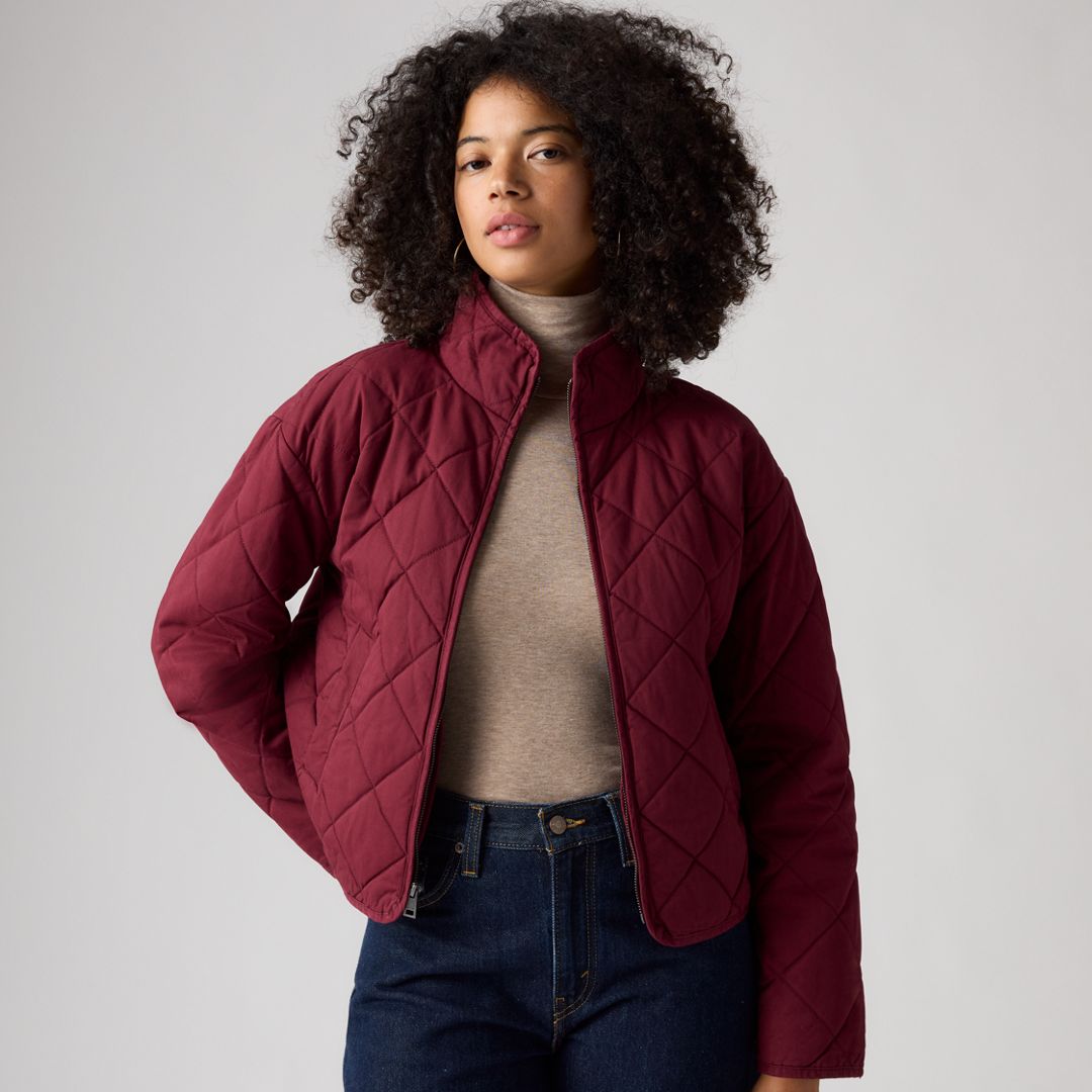 Levi's Diamond Quilted Cotton Jacket In Red