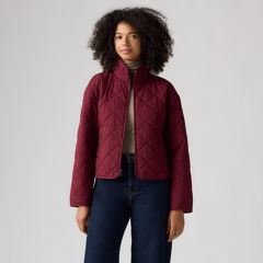 Diamond Quilted Cotton Jacket — Red - Red 3