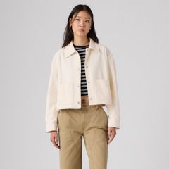 Cropped Chore Coat — Cream - White 3