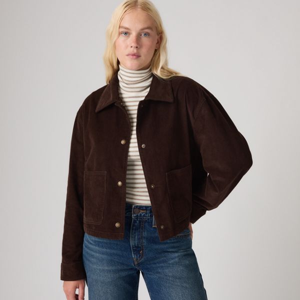 Cropped Chore Coat — Red - Red