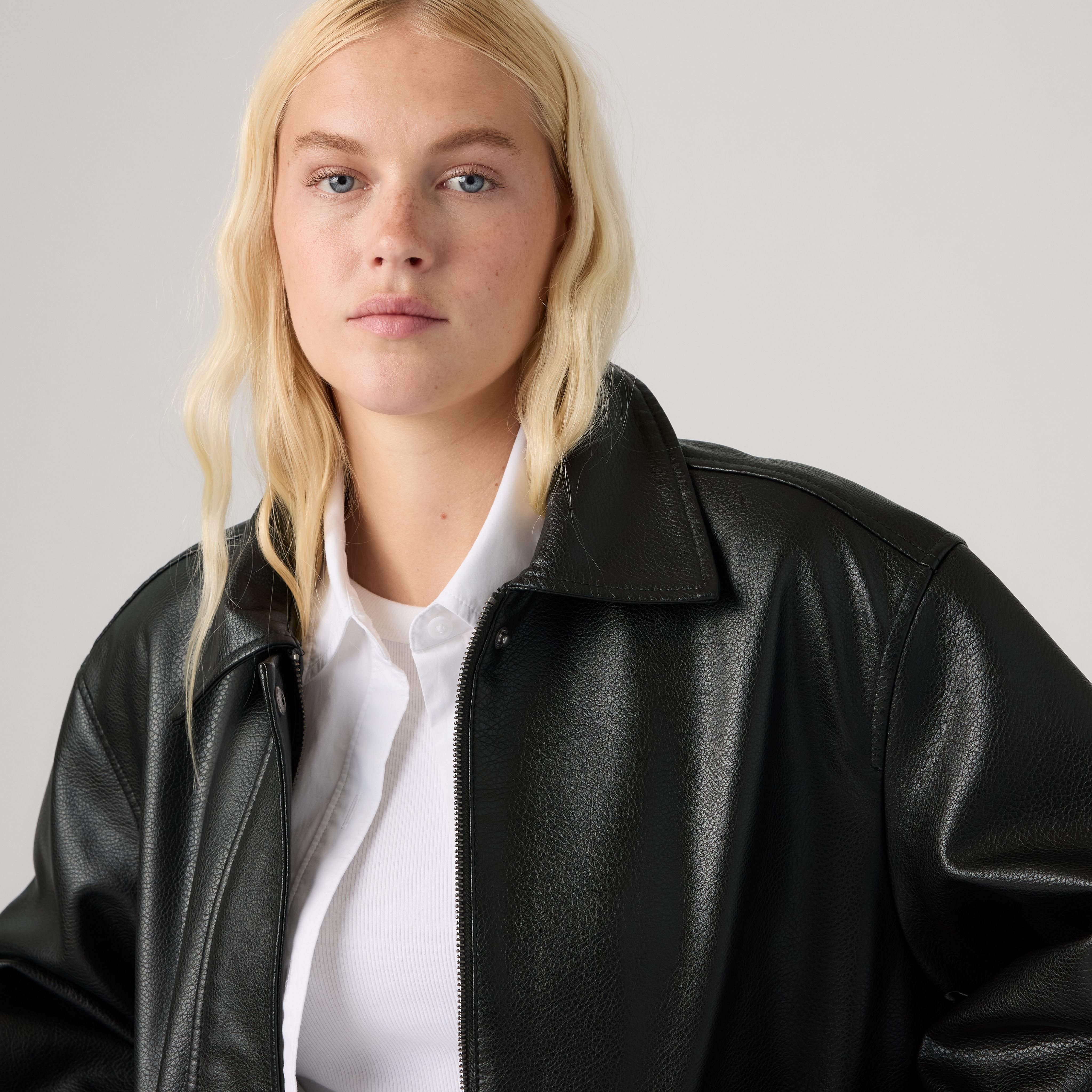 Faux Leather Relaxed Fit Bomber 2