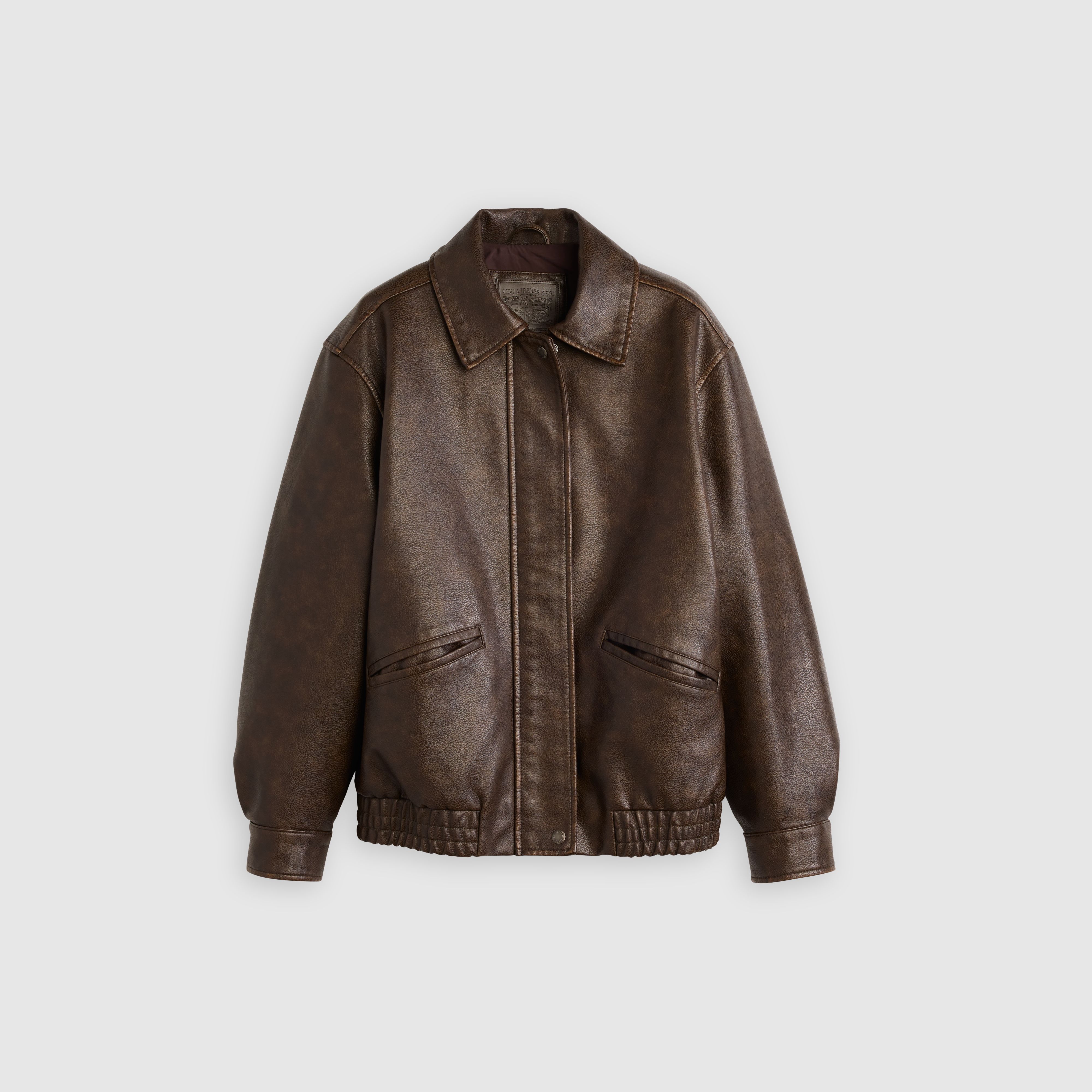 Faux Leather Relaxed Fit Bomber