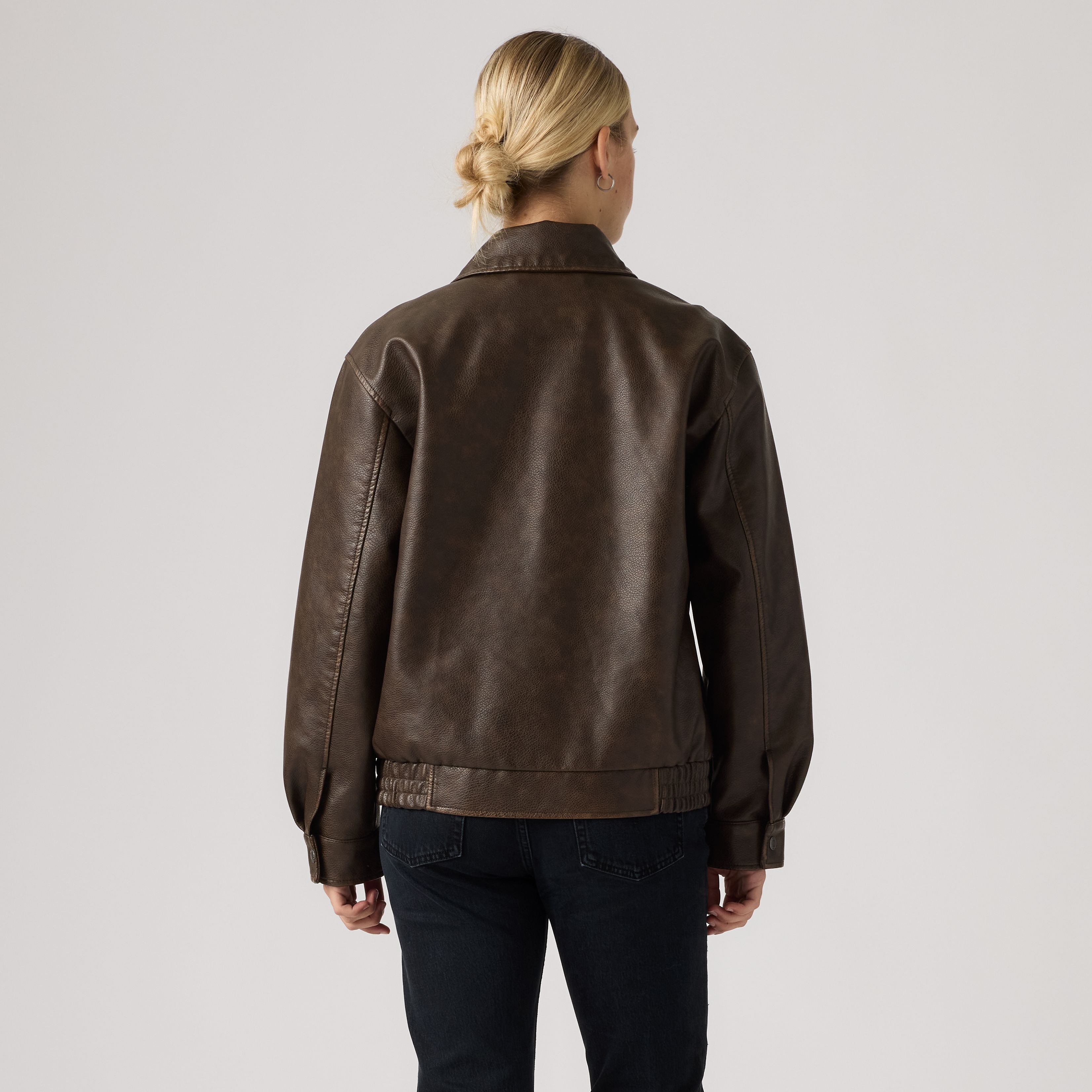 Faux Leather Relaxed Fit Bomber 4