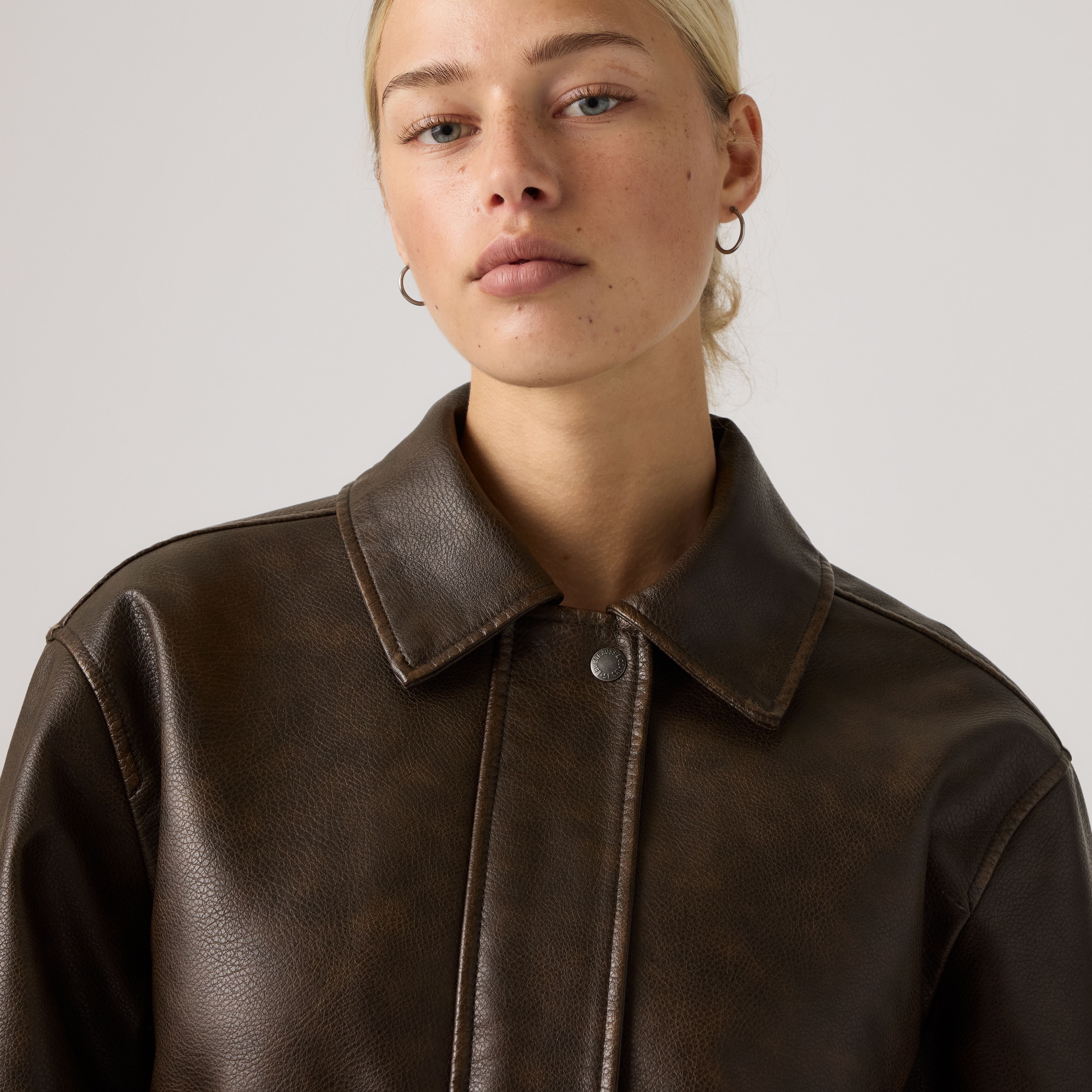 Faux Leather Relaxed Fit Bomber 2