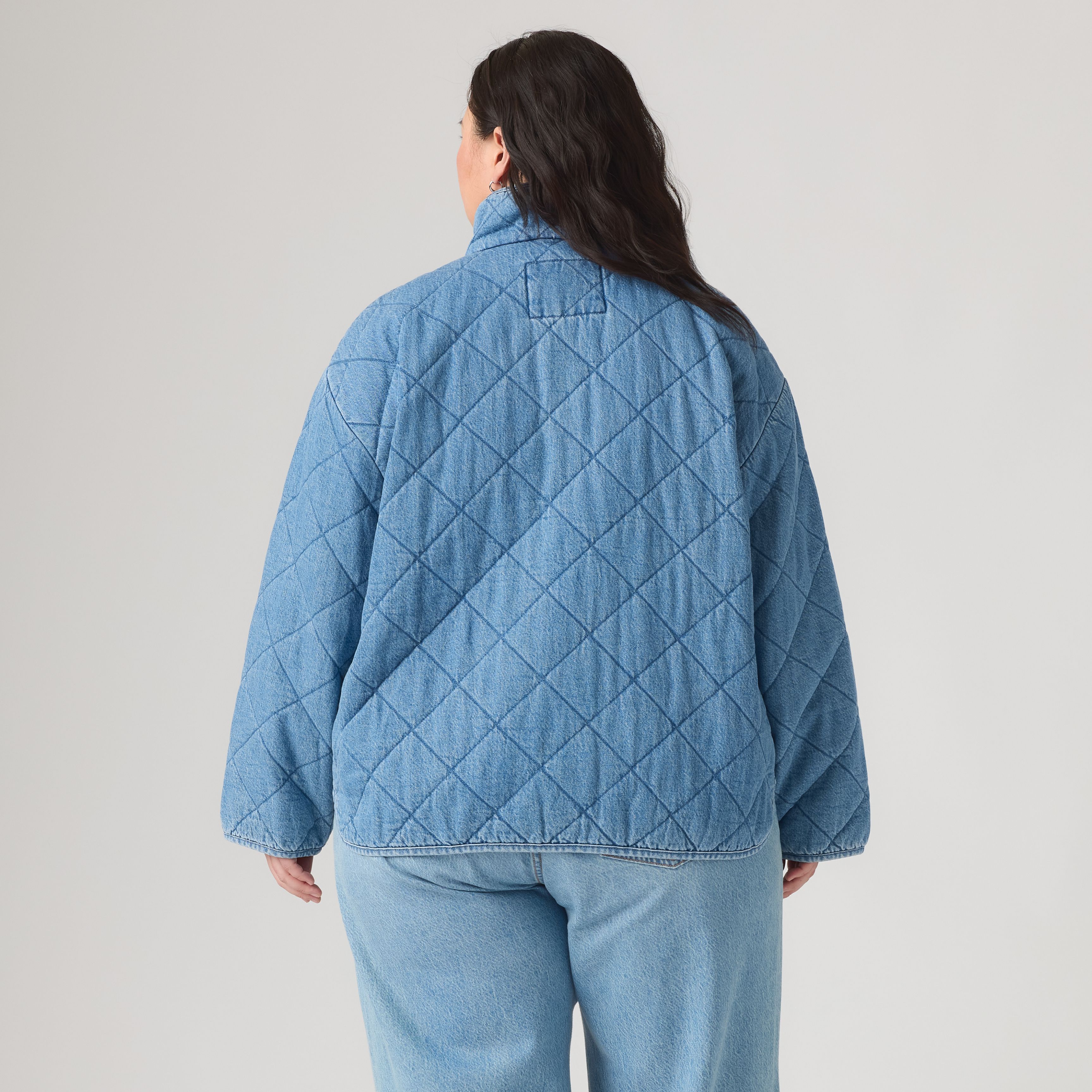 Diamond Quilted Cotton Jacket (Plus Size) 4