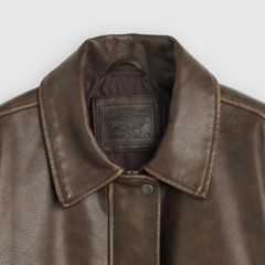Faux Leather Relaxed Fit Bomber (Plus Size) — Brown - Brown 6