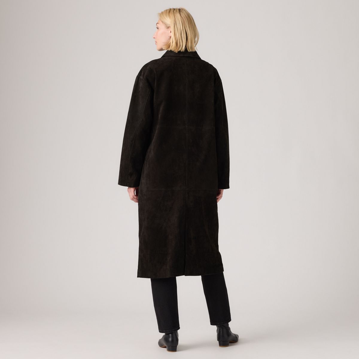 Suede Vintage Duster Coat — Graphite - Black