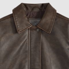 Faux Leather Relaxedbomber — Brown - Brown 6