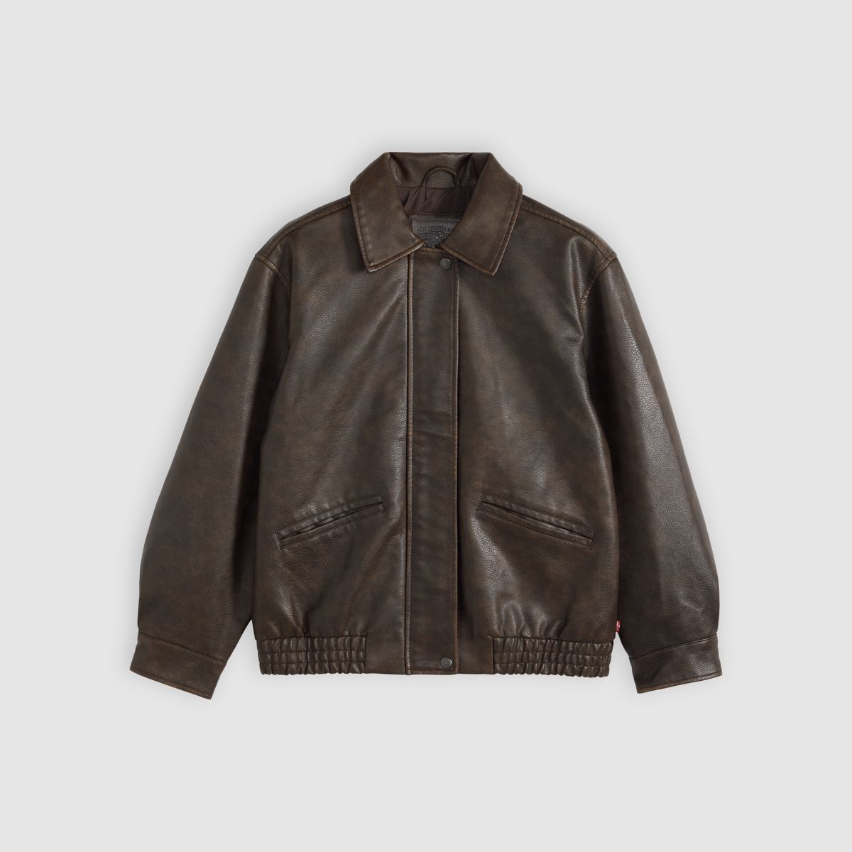 Faux Leather Relaxedbomber — Brown - Brown