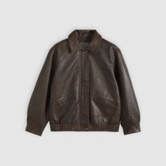 Faux Leather Relaxedbomber — Brown - Brown 5