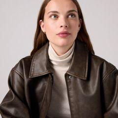 Faux Leather Relaxedbomber — Brown - Brown 2