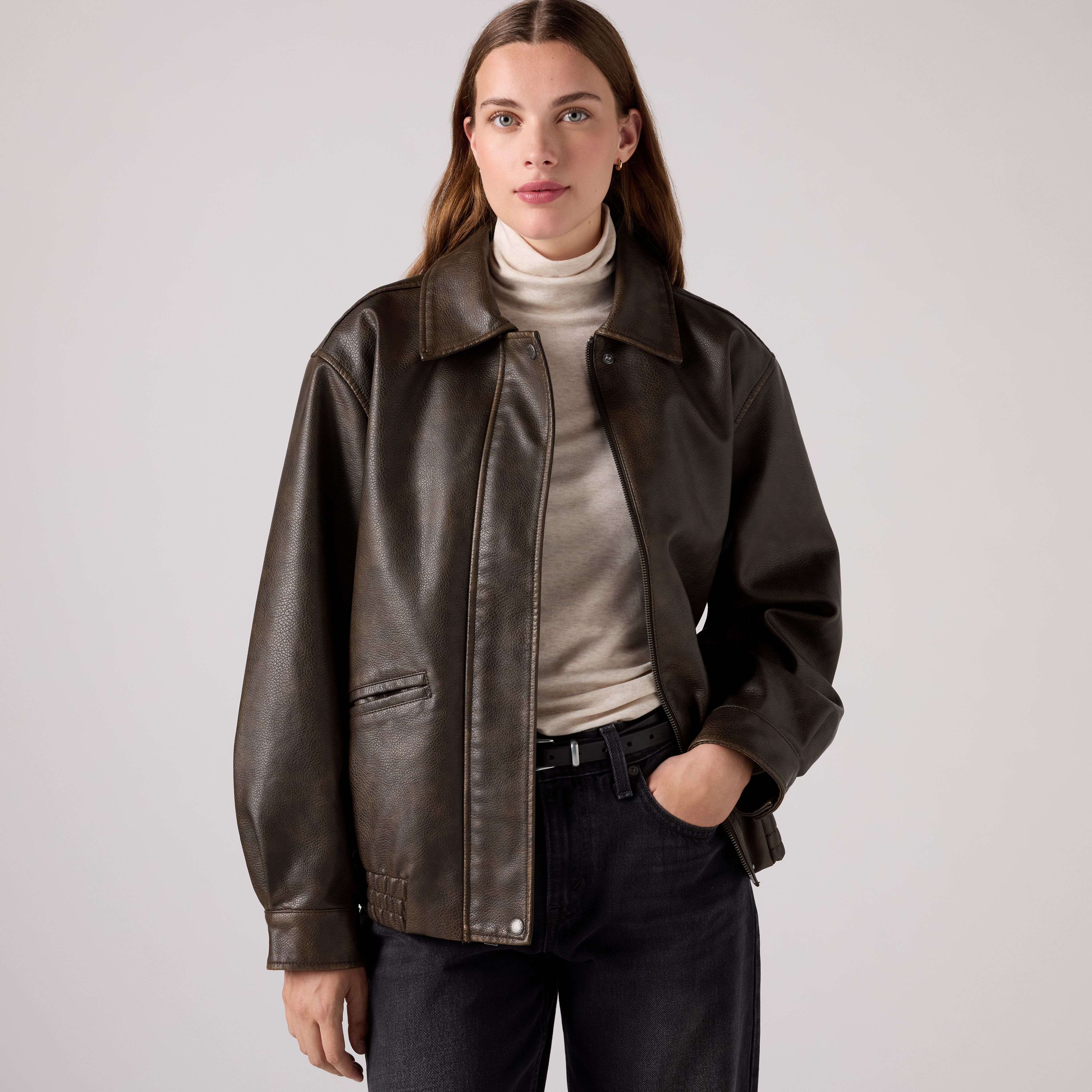 Faux Leather Relaxedbomber 1