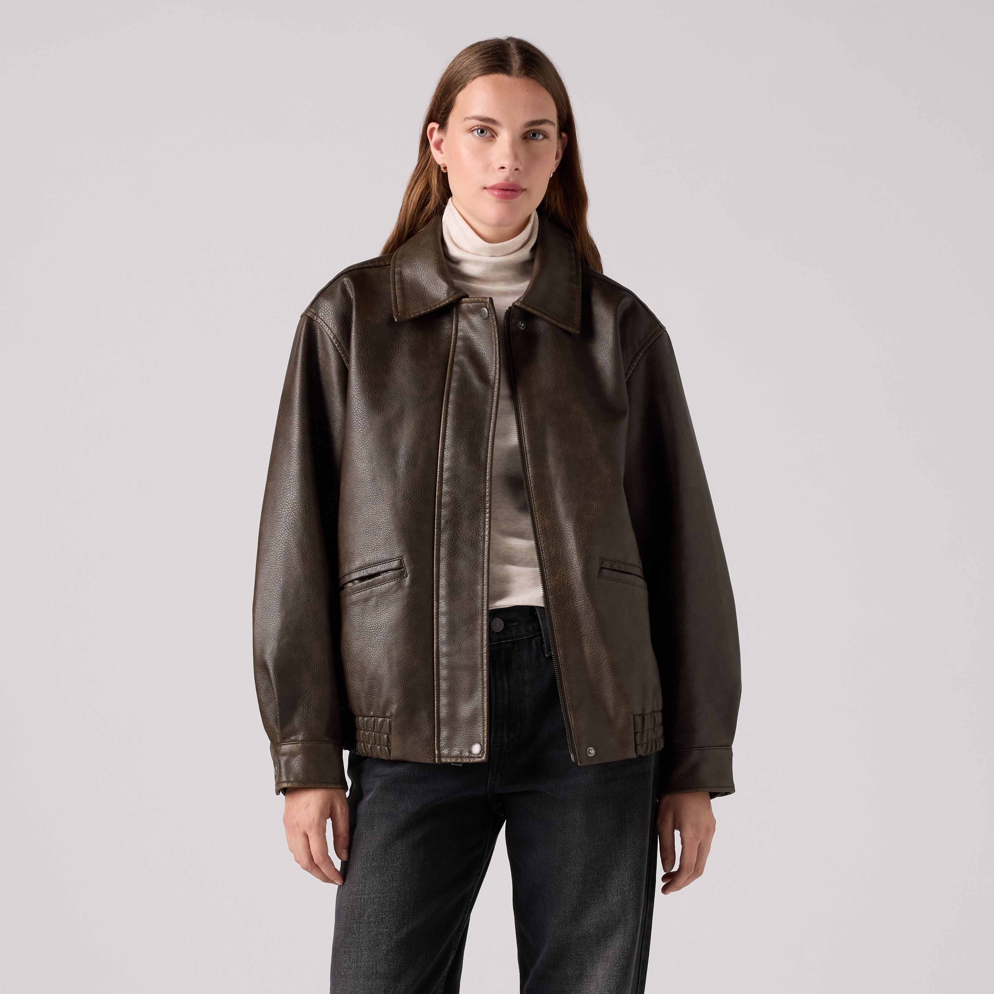 Faux Leather Relaxedbomber 1