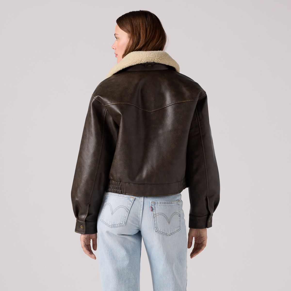 Short Western Bomber Jacket — Brown - Brown