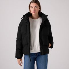 Quilted Hooded Puffer — Black - Black 1