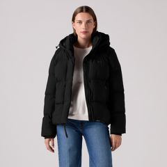 Quilted Hooded Puffer — Black - Black 3