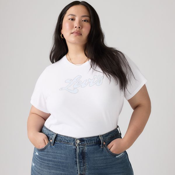 Perfect T-Shirt (Plus Size) — Rhinestone Sporty Levi's Bright White - White