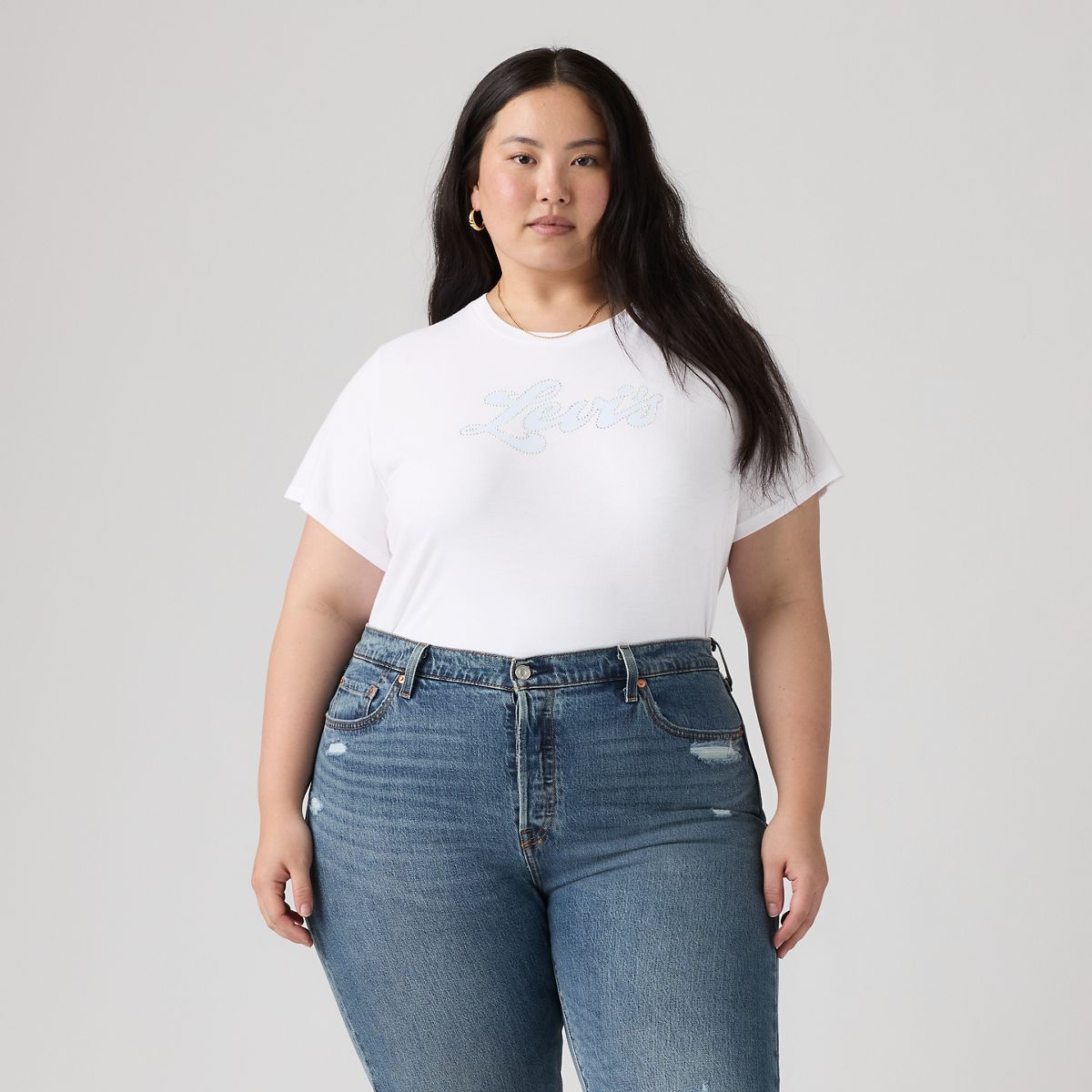 Perfect T-Shirt (Plus Size) — Rhinestone Sporty Levi's Bright White - White