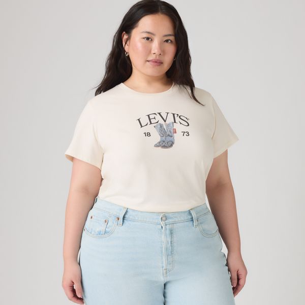 Perfect T-Shirt (Plus Size) — Levi's Denim Boots Egret - White