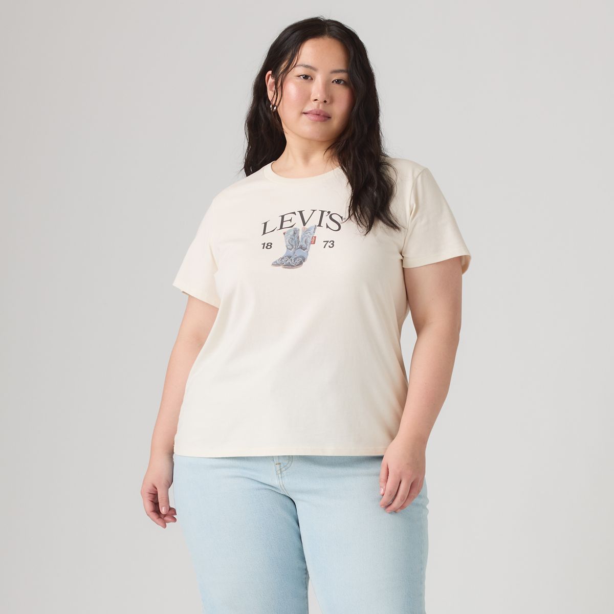 Perfect T-Shirt (Plus Size) — Levi's Denim Boots Egret - White
