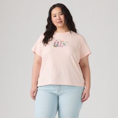 Perfect T-Shirt (Plus Size) — Botanical Rose Serif Mangano Calcite - Pink 3
